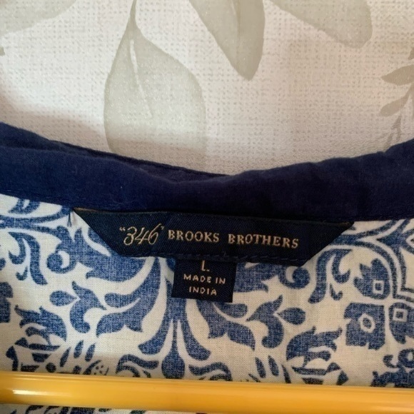 Brooks Brothers Boho Cotton V Neck 3/4 Sleeve Blouse Size Large - Picture 3 of 4